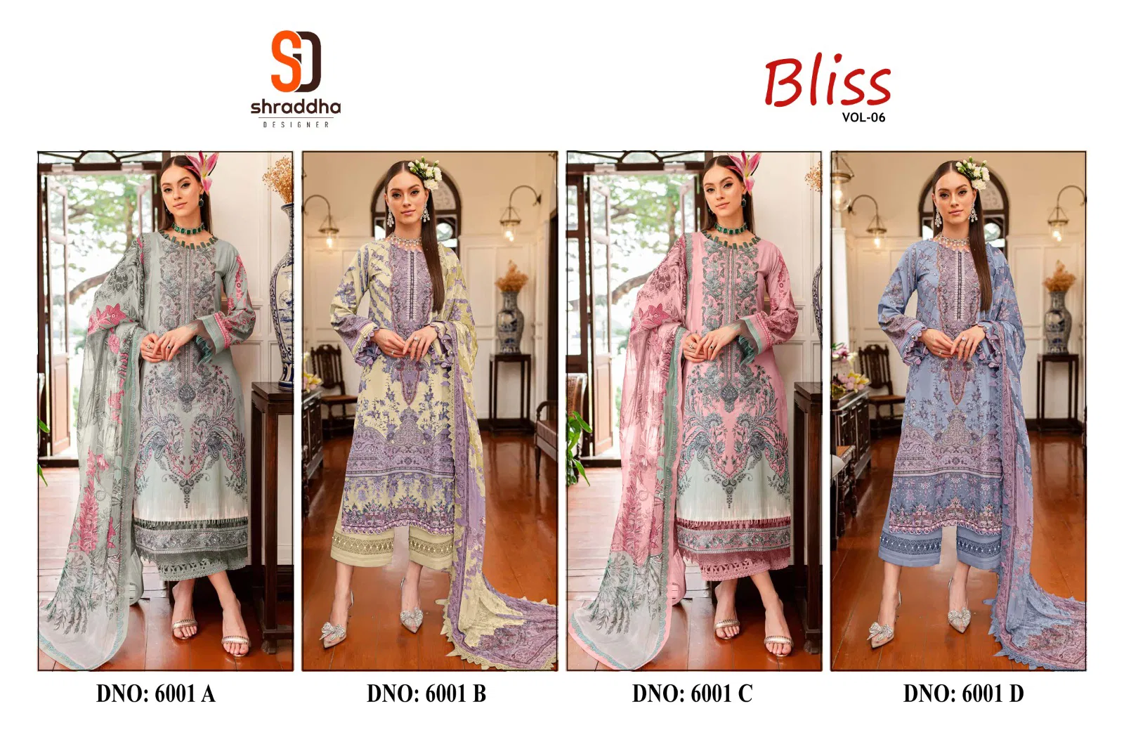 Bliss Vol 6 By Shraddha Printed Lawn Cotton Pakistani Suits Online Wholesale